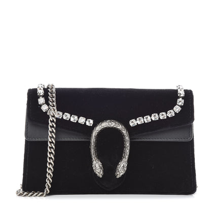 Gucci Velvet Crystal Super Mini Dionysus Shoulder Bag Black 1 of 8