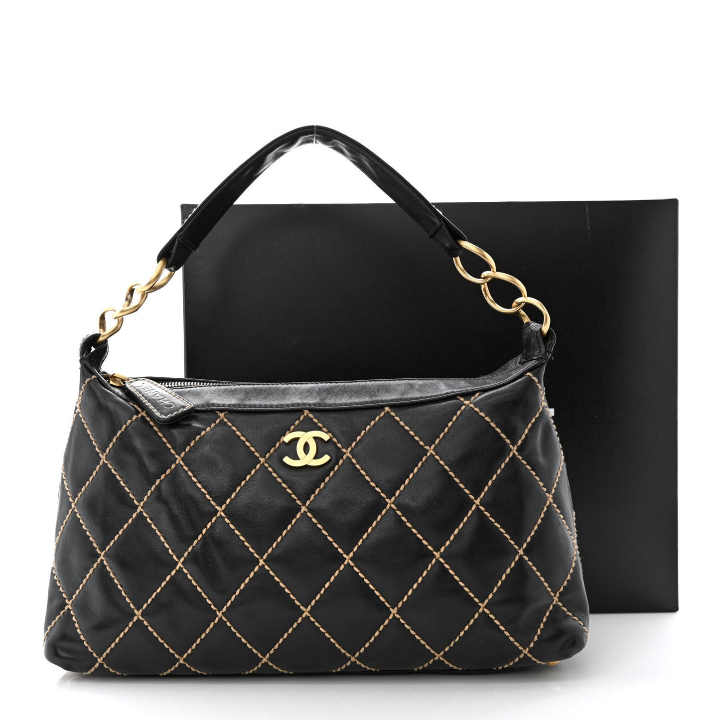 Calfskin Wild Stitch Hobo Black