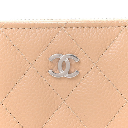 Chanel Caviar Quilted Zip Around Coin Purse Beige 8 of 9