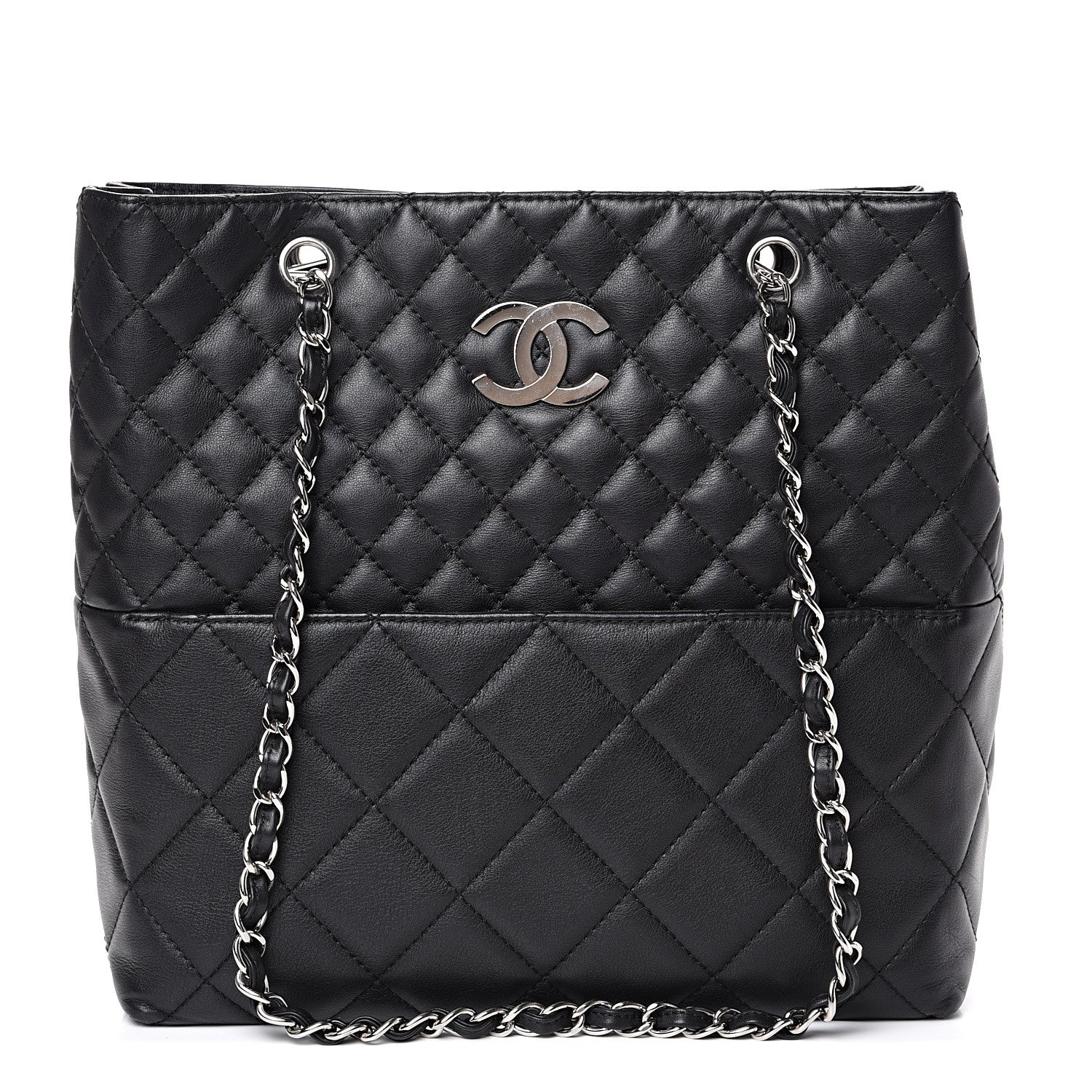Chanel Calfskin Quilted In The Business North South Tote Black 1 of 12