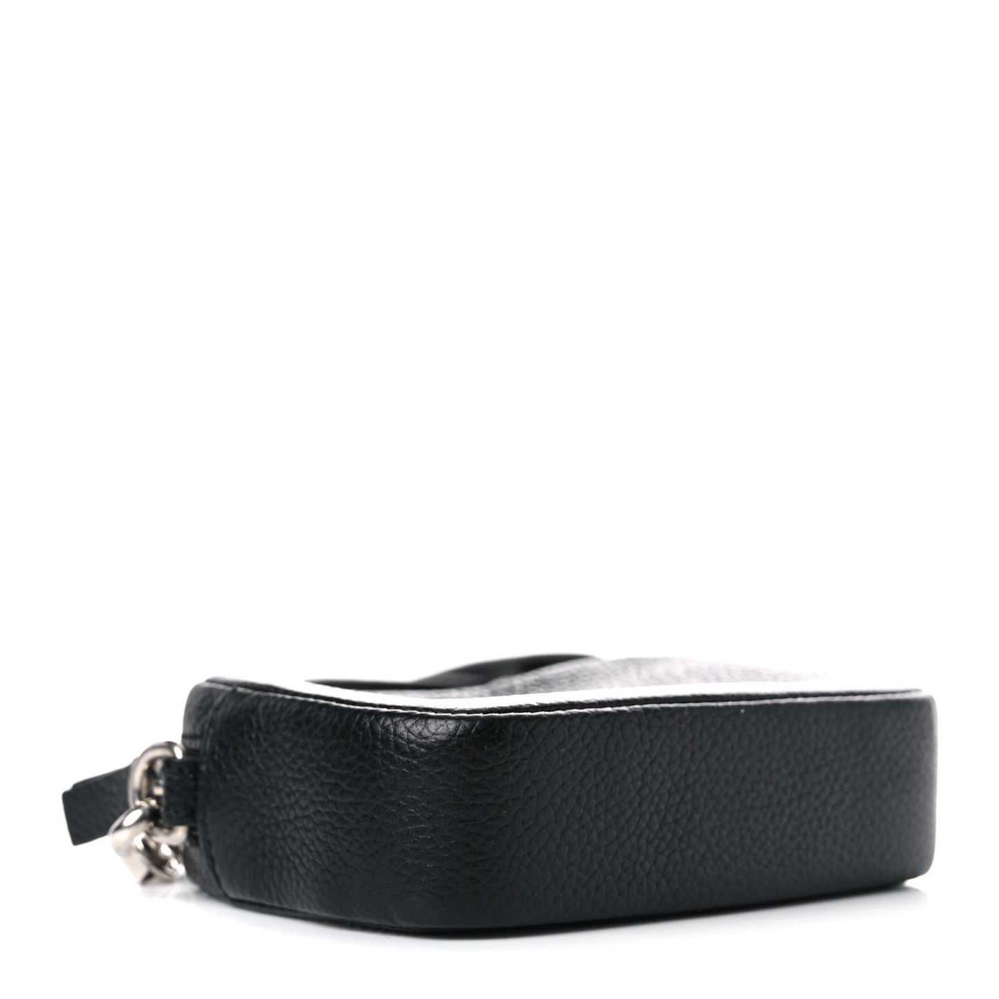 Grained Calfskin Logo Mini Cash Crossbody Pouch Black Fluo Green