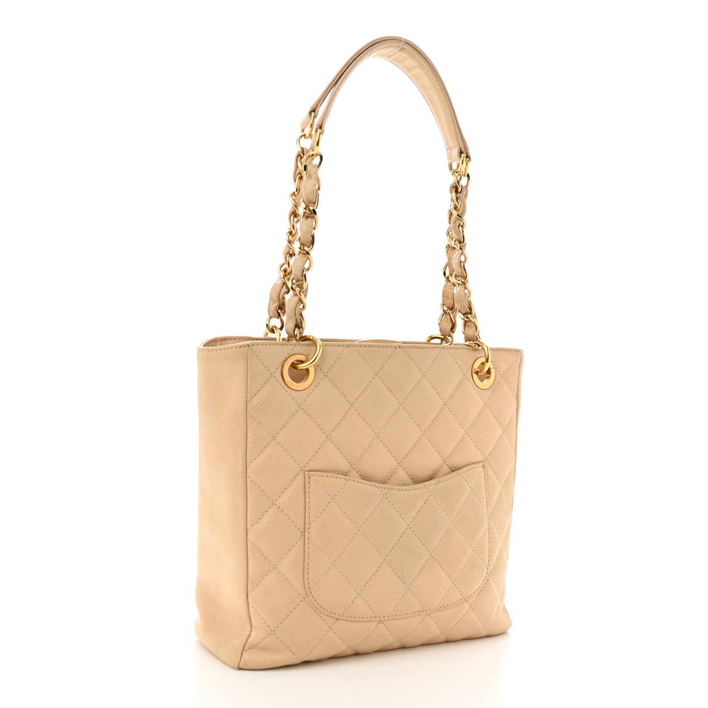 Caviar Quilted Petit Shopping Tote PST Beige Clair