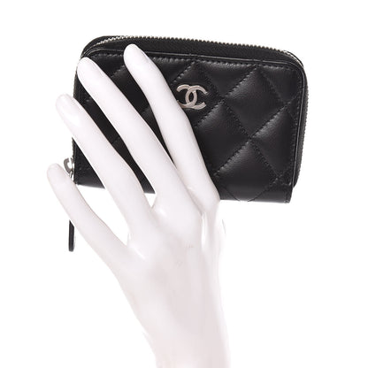 Chanel Lambskin Quilted Zip Coin Purse Black 2 of 8