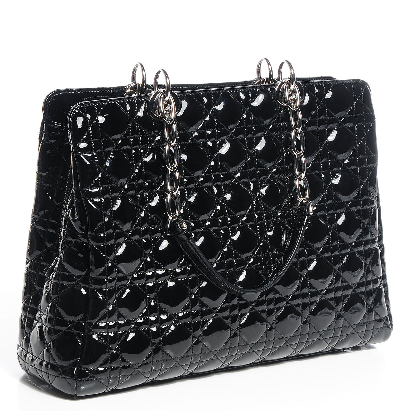 Patent Cannage Dior Soft Shopping Tote Black