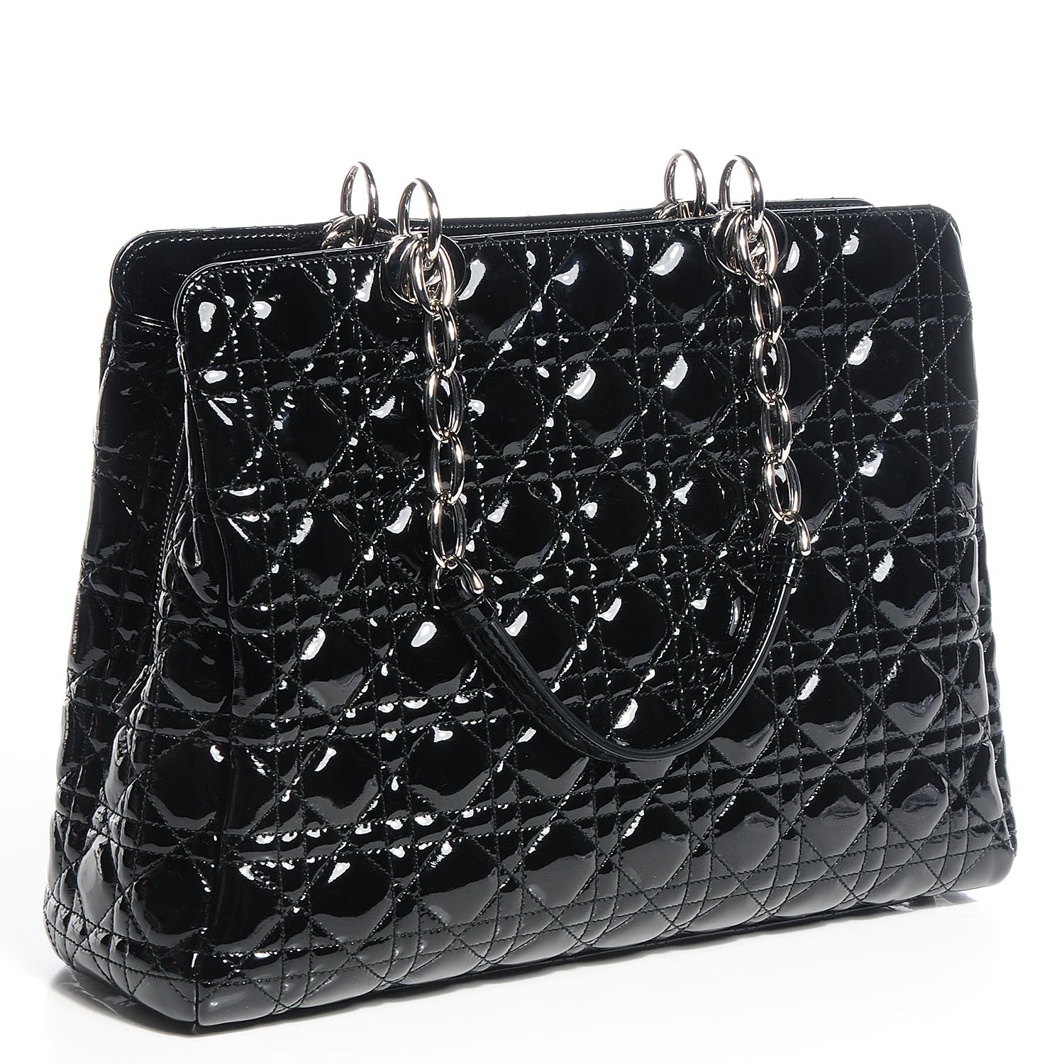Christian Dior Patent Cannage Dior Soft Shopping Tote Black 3 of 10
