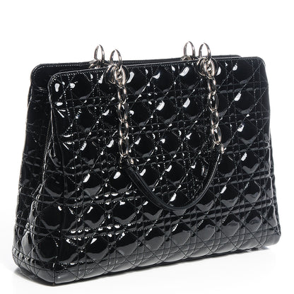 Christian Dior Patent Cannage Dior Soft Shopping Tote Black 3 of 10