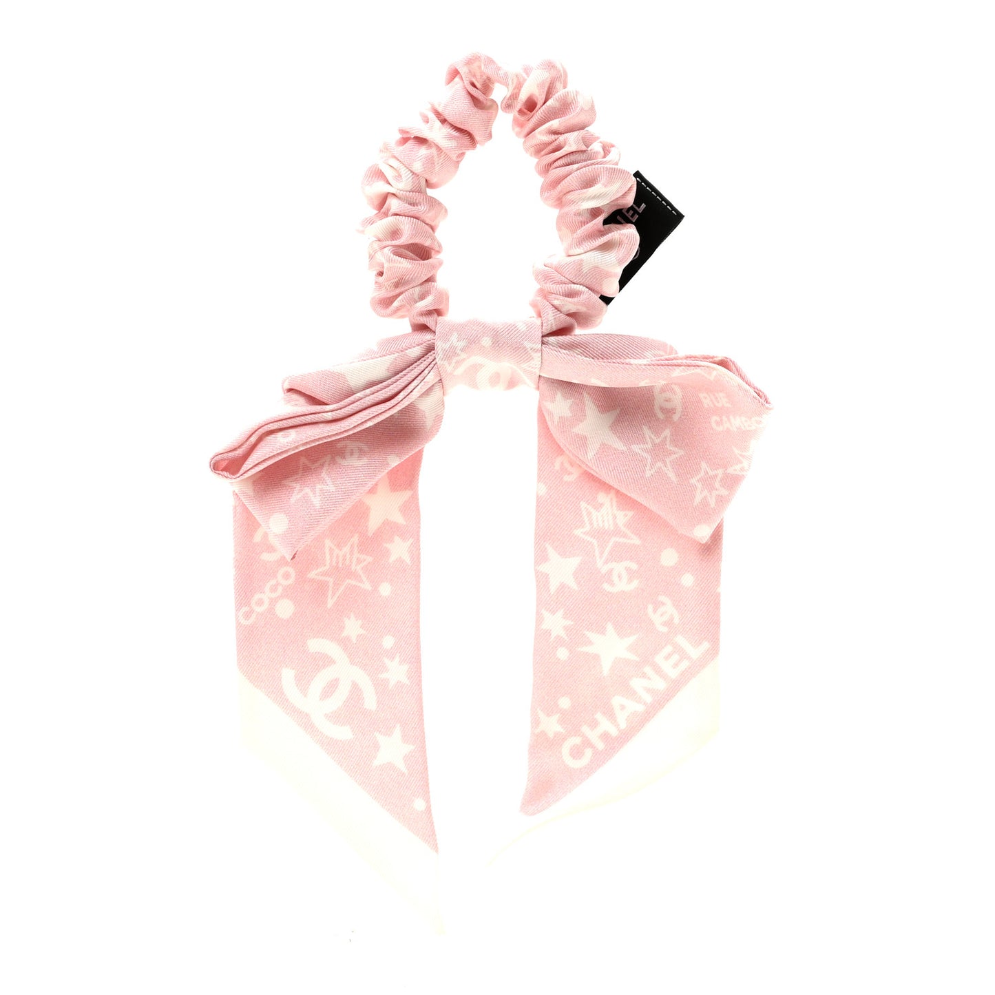 Silk Bow Scrunchie Hair Tie Light Pink