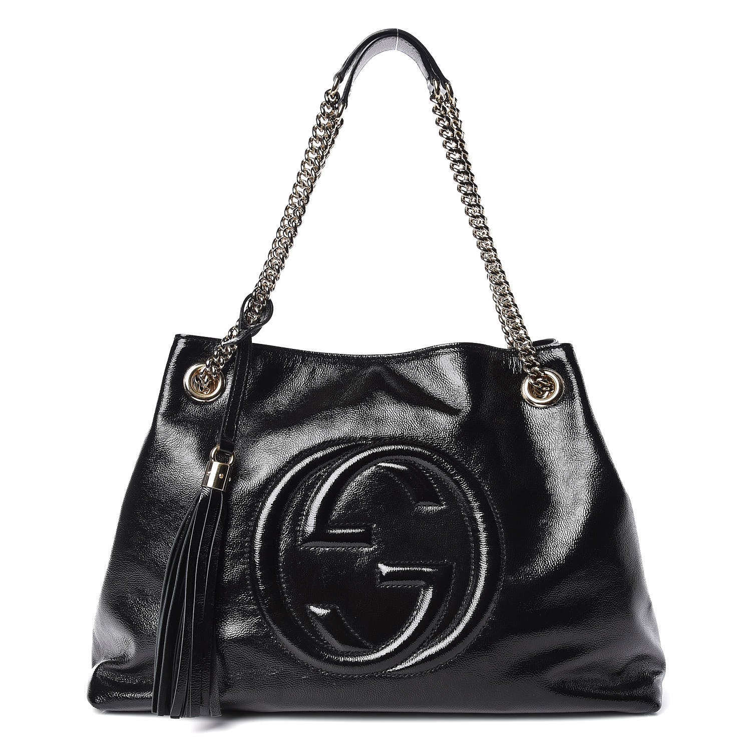 Gucci Patent Medium Soho Chain Shoulder Bag Black 1 of 9