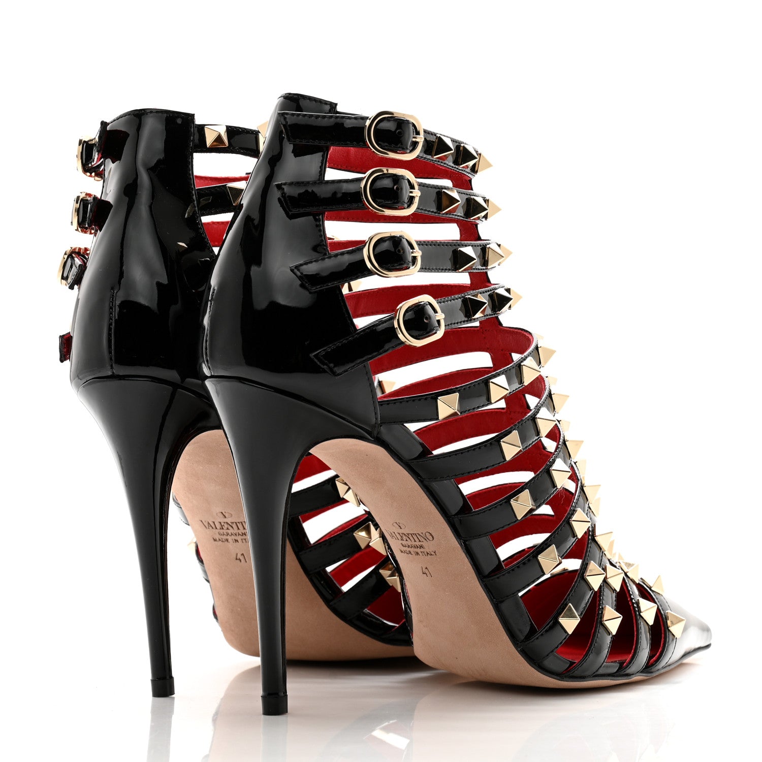 Valentino Garavani Patent Rockstud Alcove Cage 100mm Booties 41 Black 4 of 11