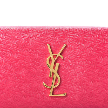 Saint Laurent Grain De Poudre Classic Monogram Cassandre Wallet Fuchsia 8 of 12