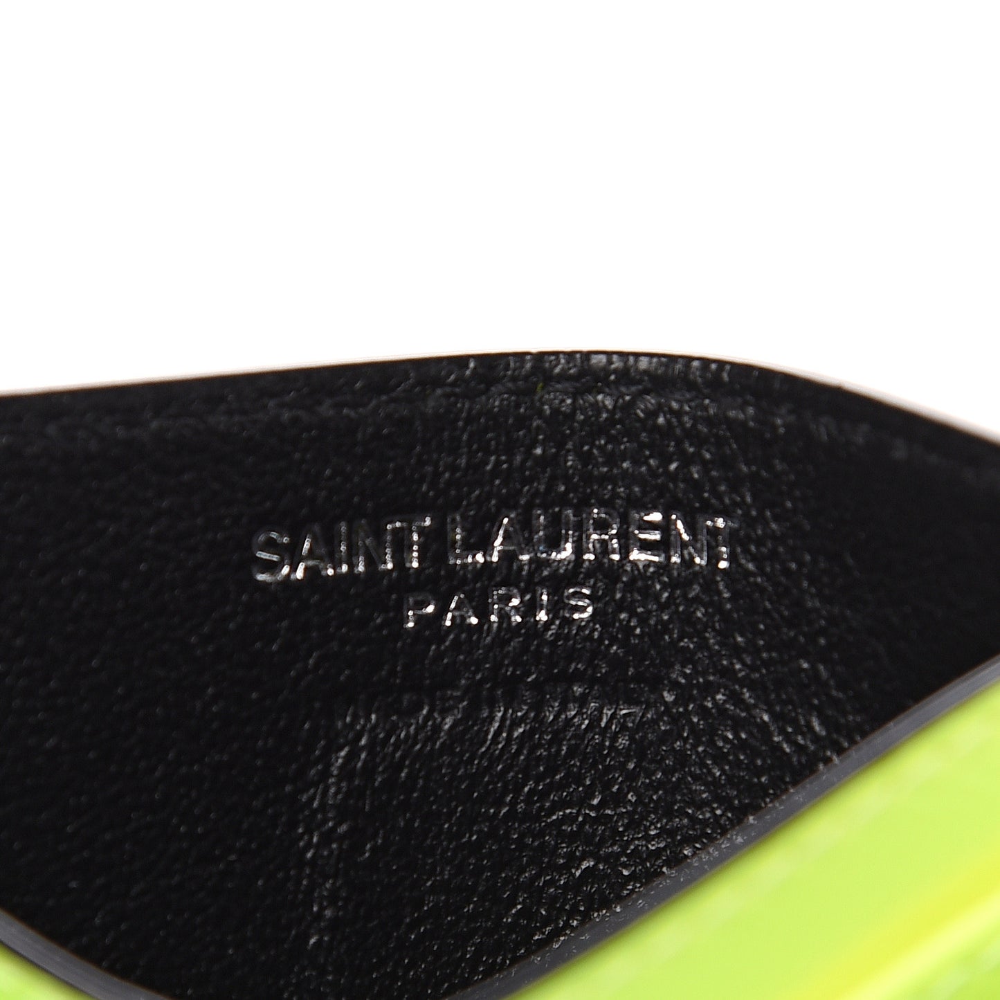 Patent Grain De Poudre Matelasse Chevron Monogram Credit Card Case Neon Yellow
