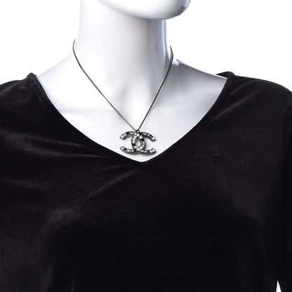 Chanel Ruthenium Baguette Crystal CC Necklace Blue White 2 of 6