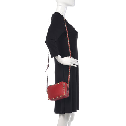 Valentino Garavani Calfskin Rockstud Camera Crossbody Bag Red 2 of 12