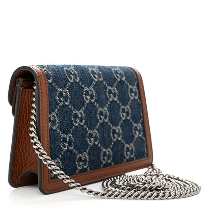 Gucci New Denim GG Monogram Dollar Calfskin Enamel Super Mini Dionysus Shoulder Bag Blue Tea Cuir Epilog Electric Blue 3 of 9