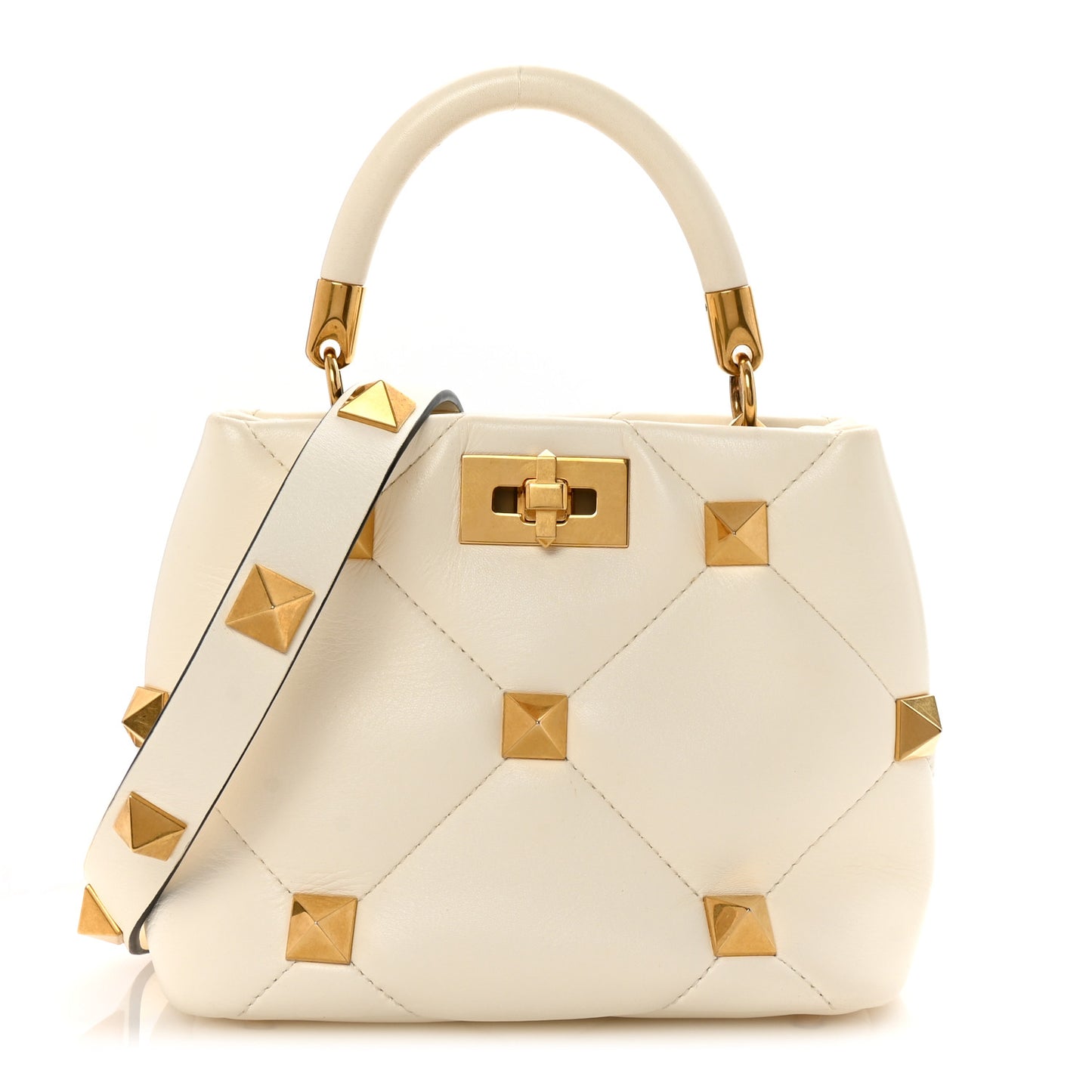 Nappa Small Roman Stud The Handle Bag Ivory