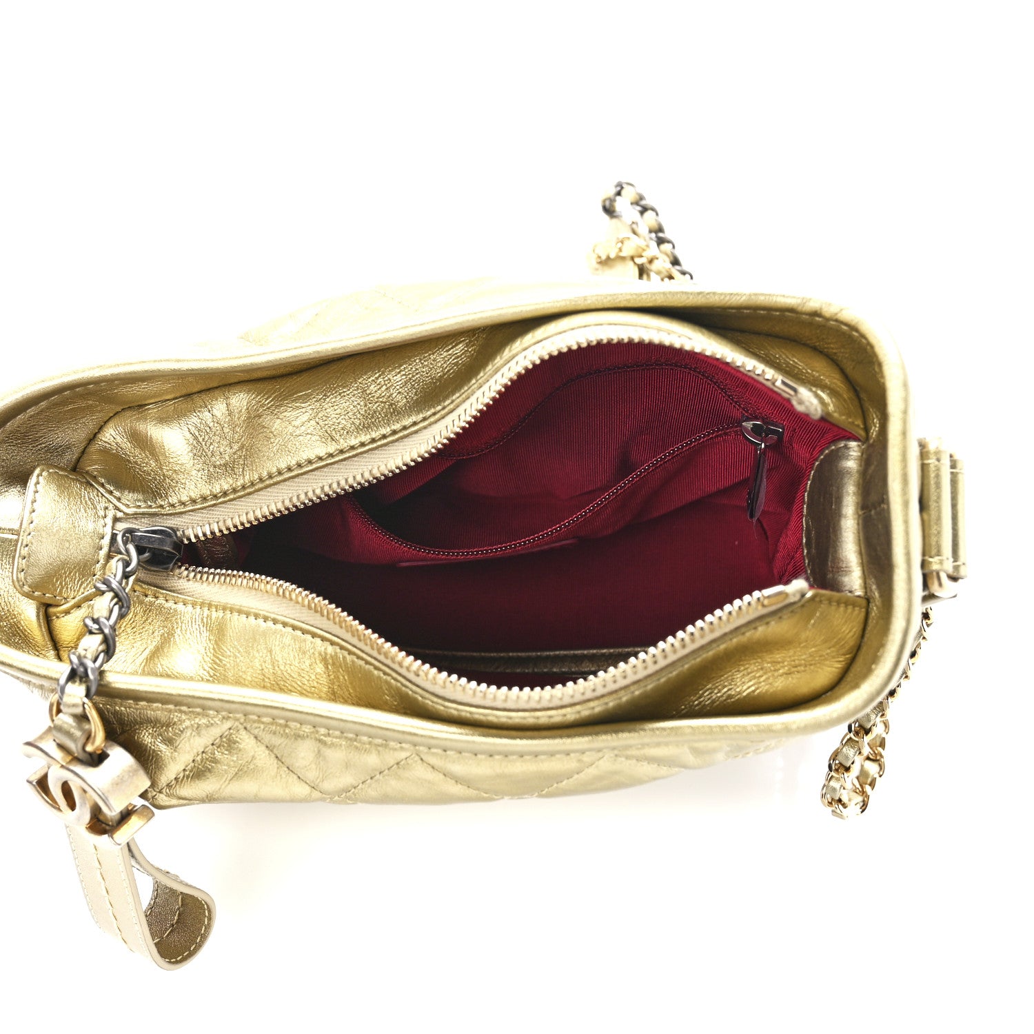 Chanel Metallic Aged Calfskin Quilted Small Gabrielle Hobo Gold 5 of 11