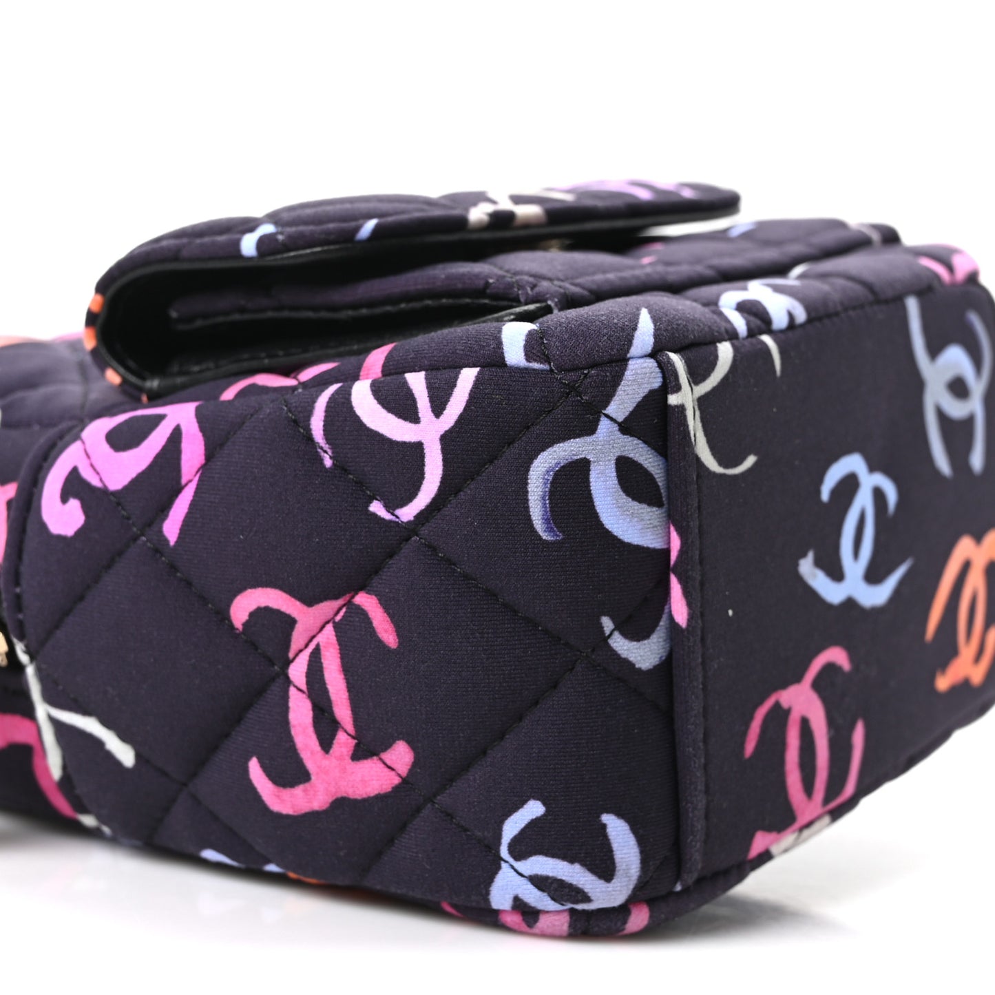 Printed Fabric Quilted CC Mini Classic Backpack Black Multicolor