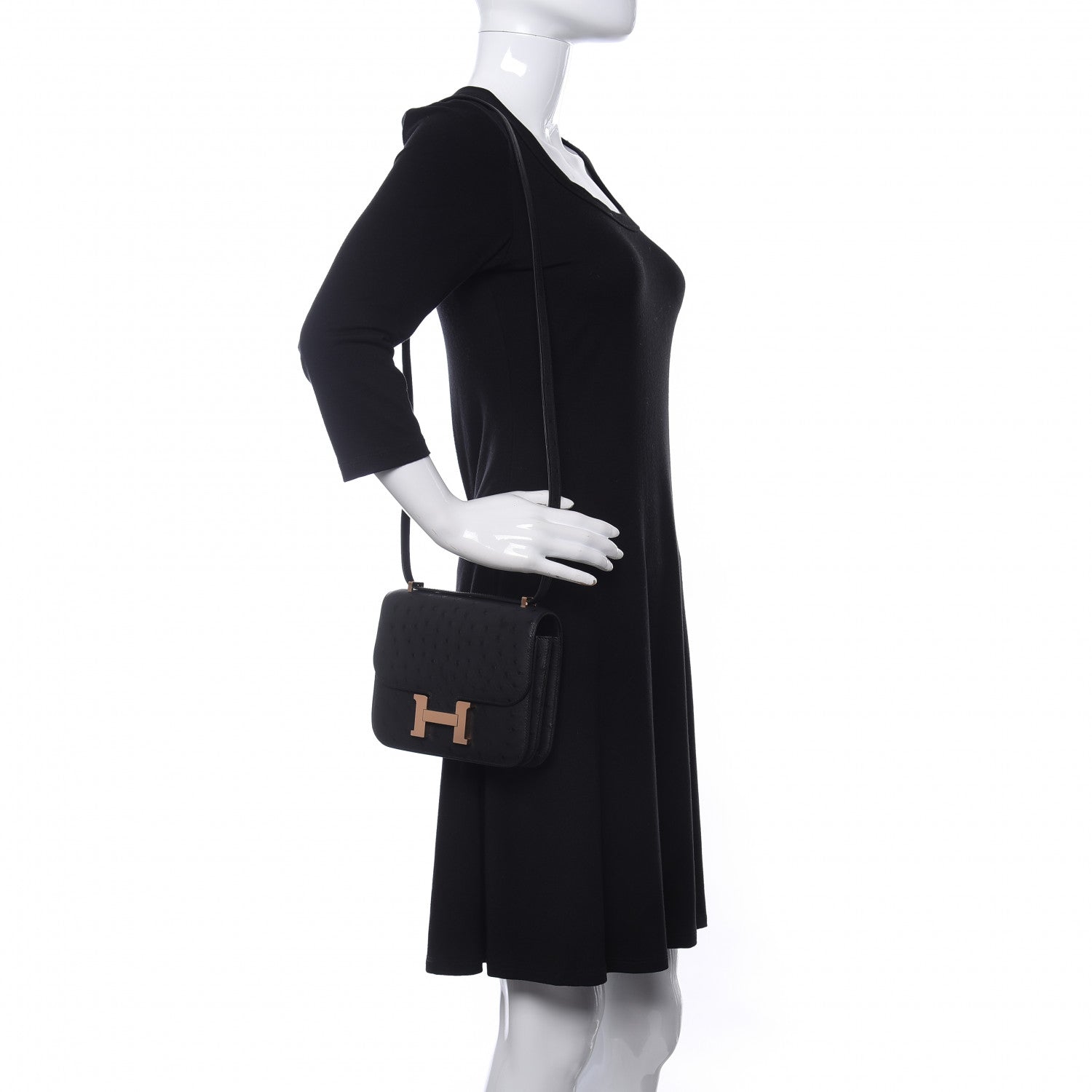 Hermes Ostrich Constance 18 Black 2 of 10