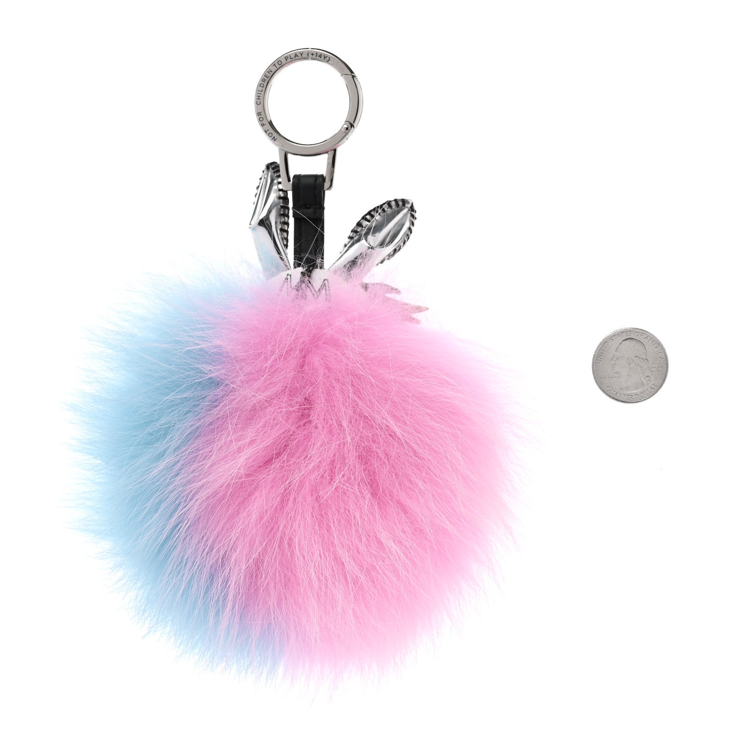 MCM Fox Fur Rabbit Punk Bag Charm Pink Blue 2 of 5