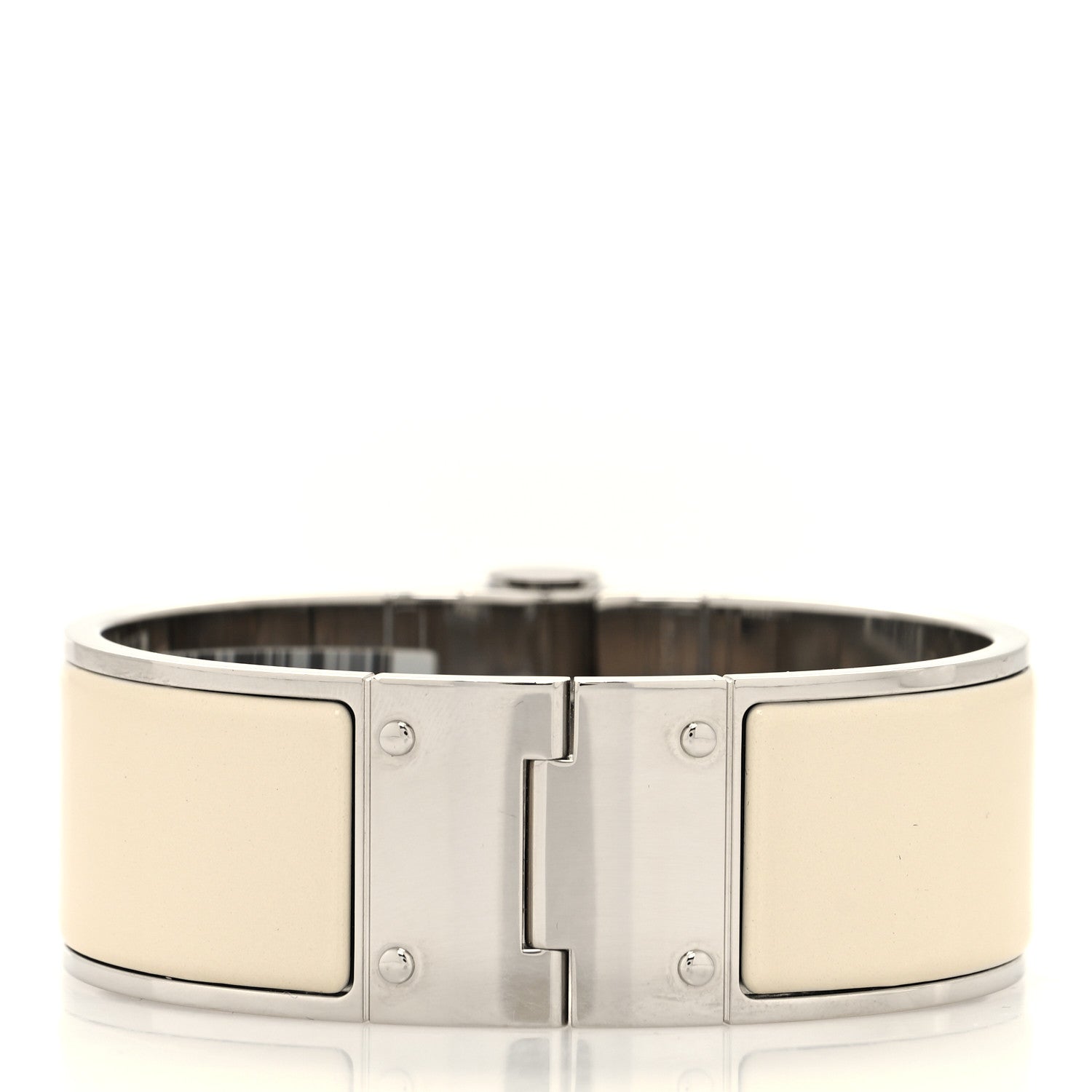 Hermes Enamel Charniere Uni Wide Hinged Bracelet L Pannacotta 3 of 5