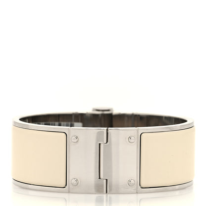 Hermes Enamel Charniere Uni Wide Hinged Bracelet L Pannacotta 3 of 5