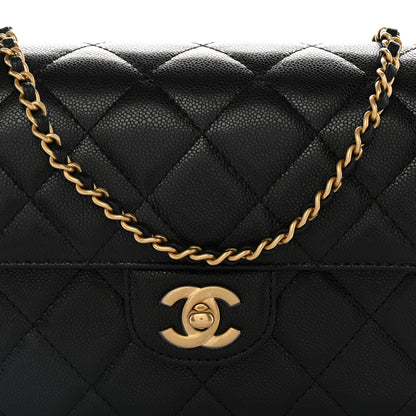 Chanel Shiny Caviar Quilted Mini Top Handle Flap Black 8 of 11