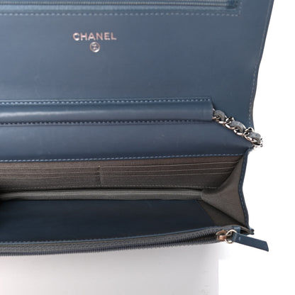 Chanel Caviar Timeless CC Wallet On Chain WOC Light Blue 4 of 4