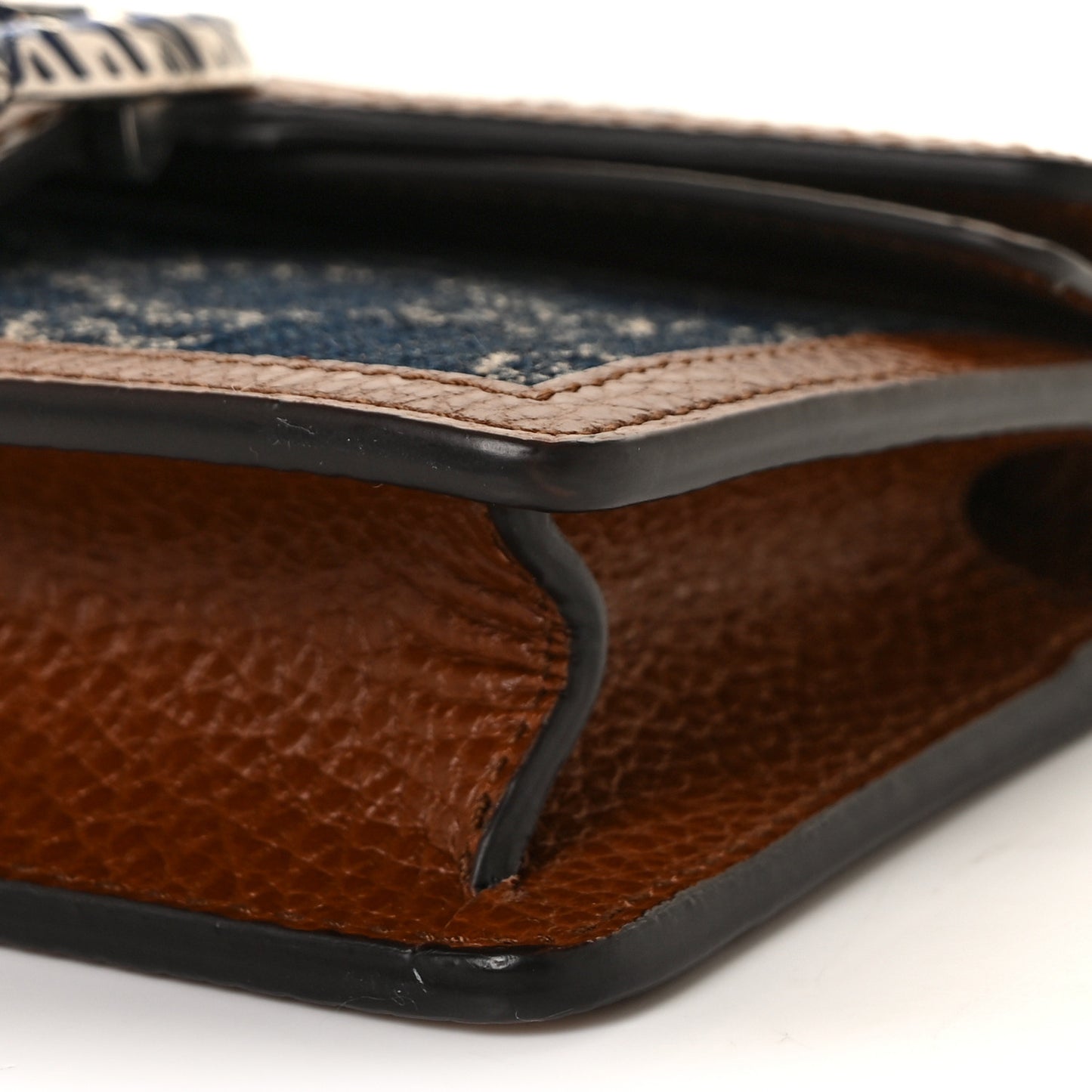 New Denim GG Monogram Dollar Calfskin Enamel Super Mini Dionysus Shoulder Bag Blue Tea Cuir Epilog Electric Blue