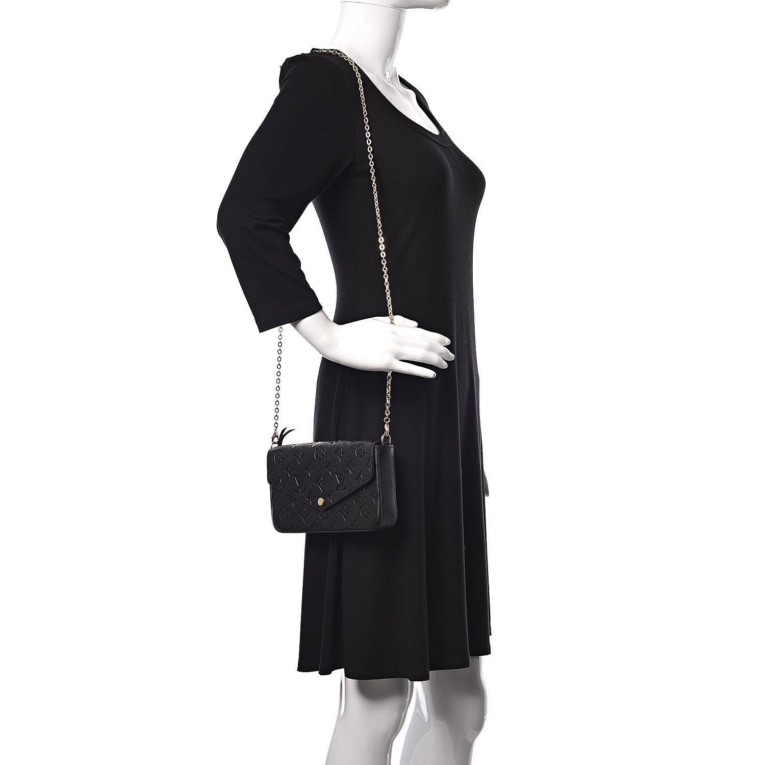 Louis Vuitton Empreinte Pochette Felicie Chain Wallet Black 2 of 12
