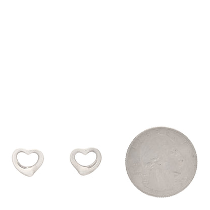 Tiffany Sterling Silver Elsa Peretti 11mm Open Heart Earrings 2 of 4