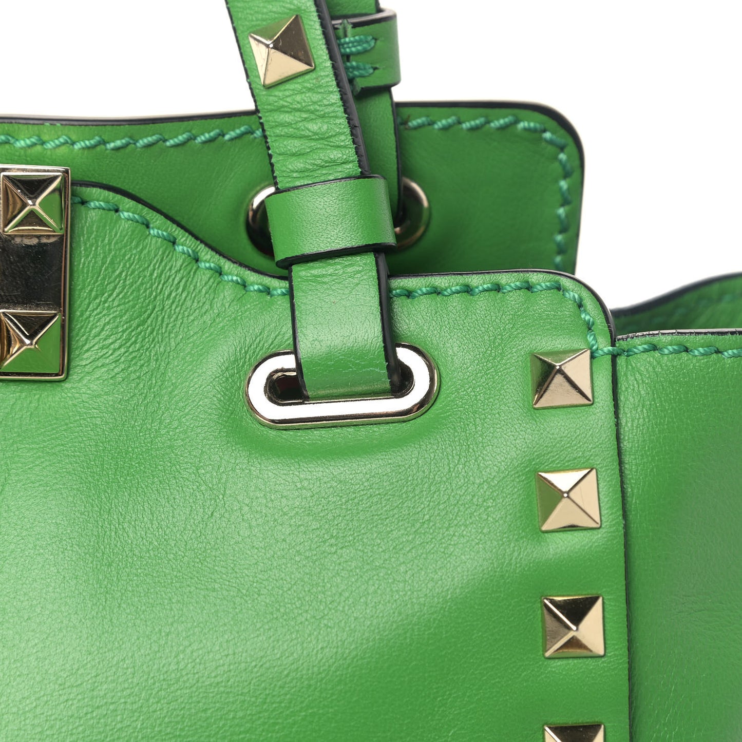 Vitello Mini Rockstud Tote Green