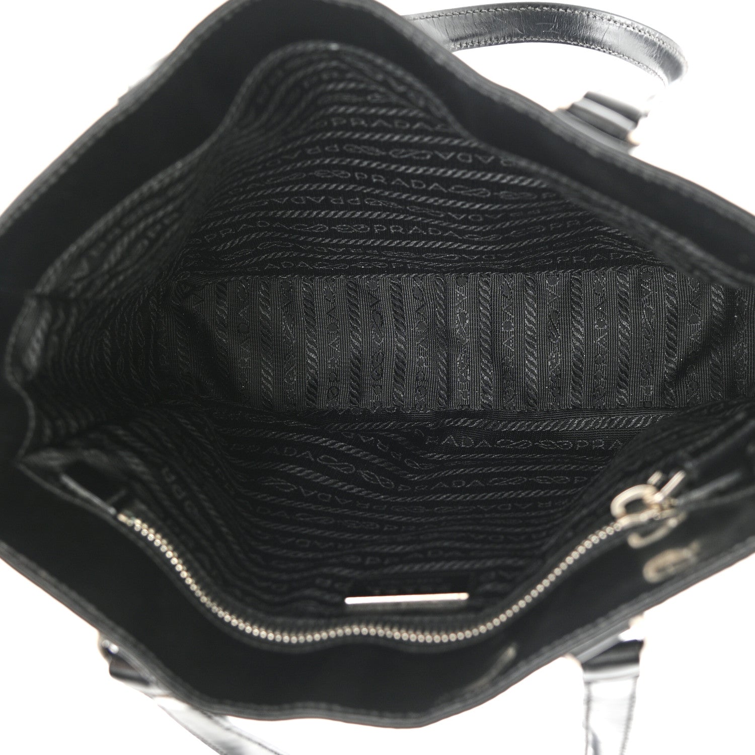 Prada Spazzolato Logo Embossed Tote Black 4 of 12
