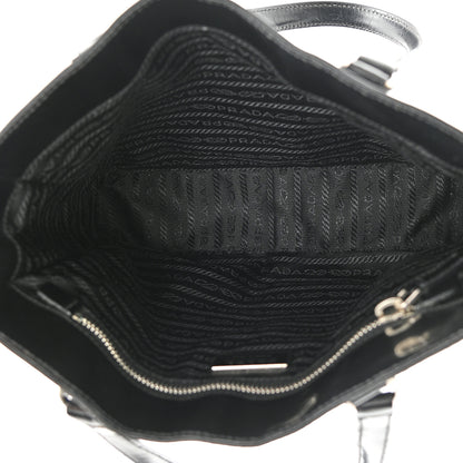 Prada Spazzolato Logo Embossed Tote Black 4 of 12