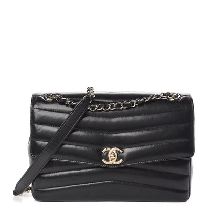 Chanel Shiny Lambskin Chevron Quilted Miroir Black 1 of 10