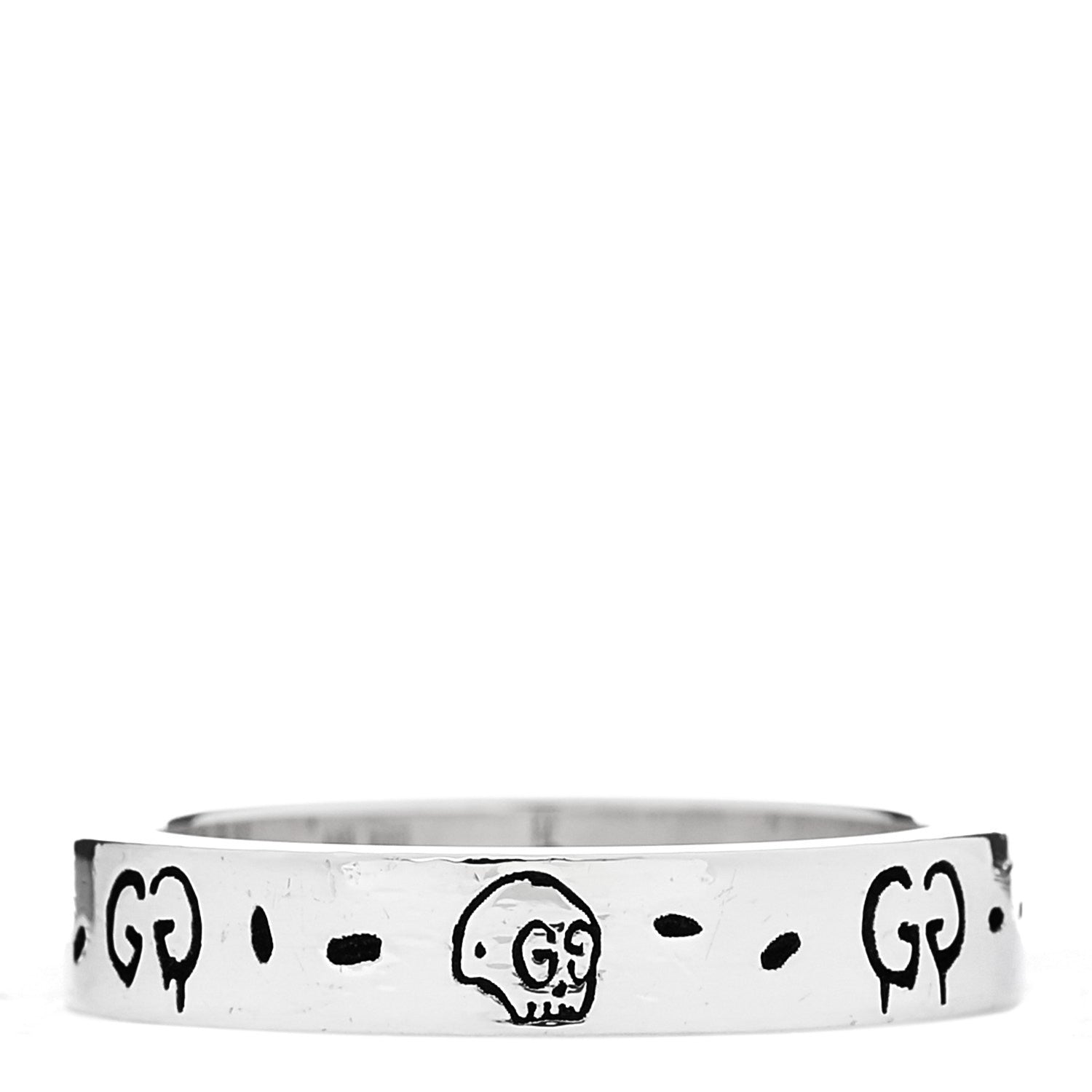 Gucci Sterling Silver Narrow GucciGhost Ring 54 6.75 1 of 5