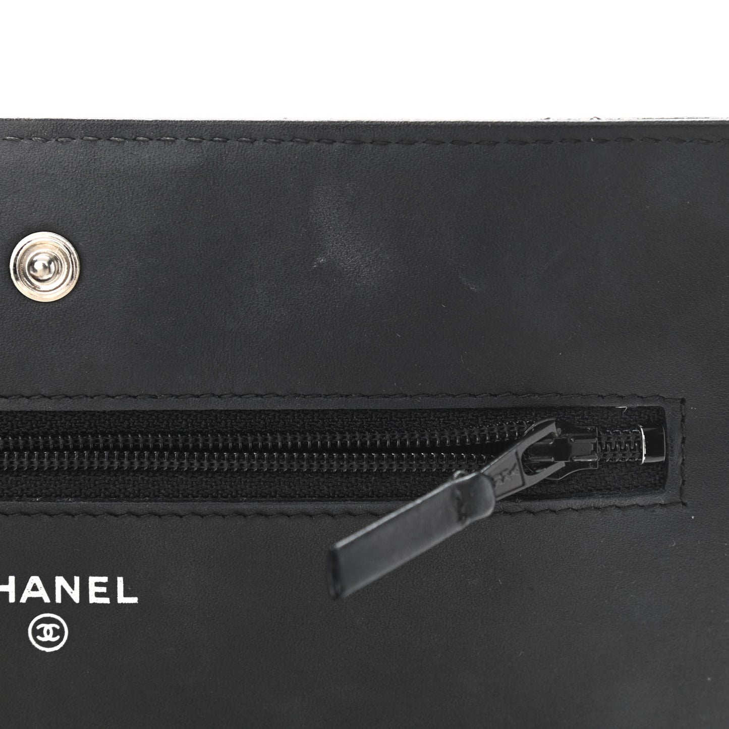 Distressed Patent Calfskin Quilted Reissue Wallet On Chain WOC Black