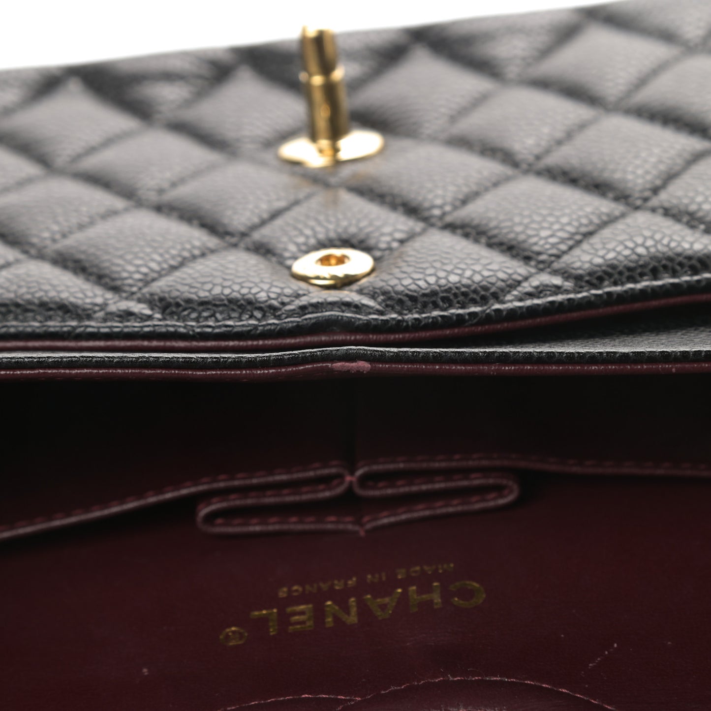 Caviar Quilted Medium Double Flap Black