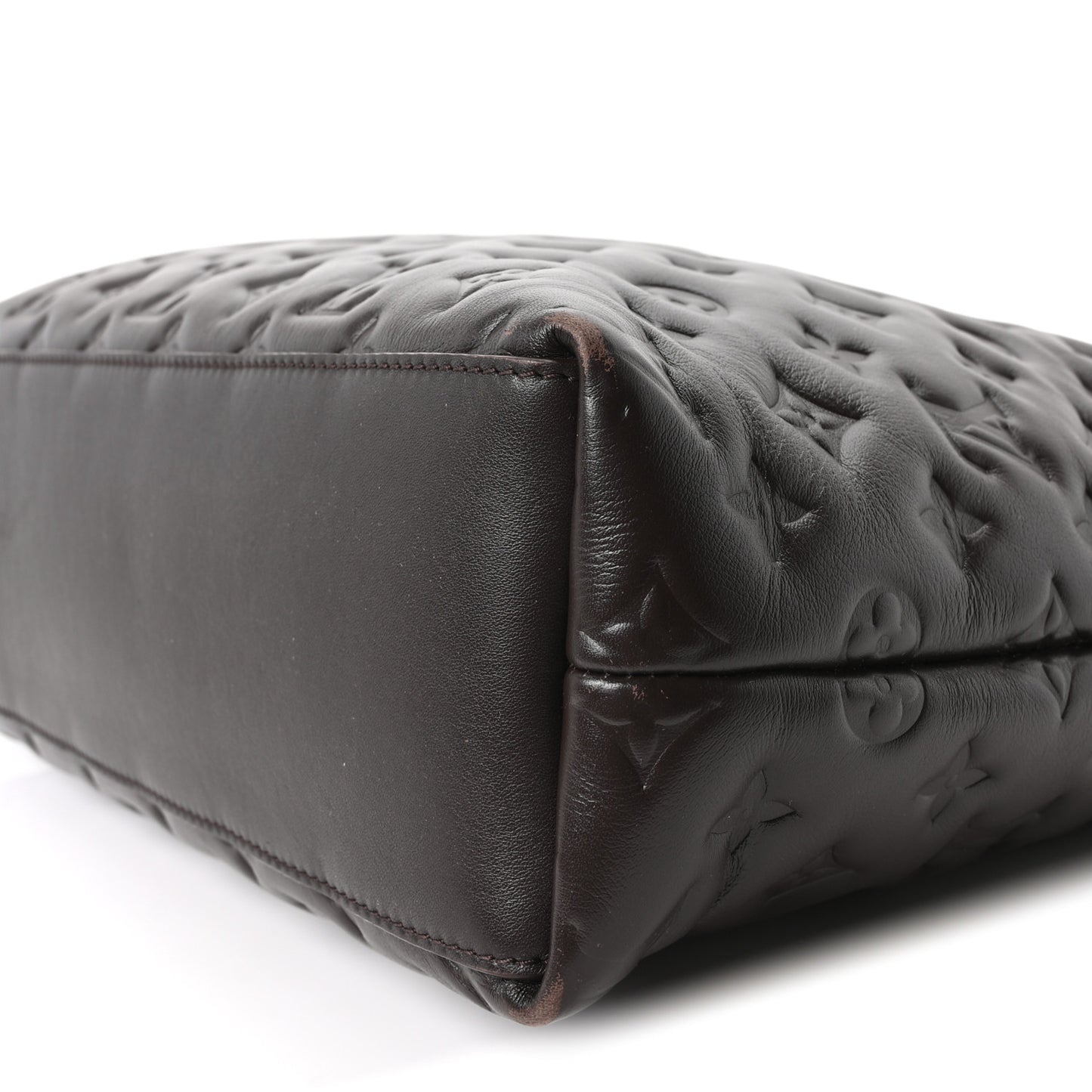 Calfskin Embossed Monogram Coussin Hobo MM Chocolate