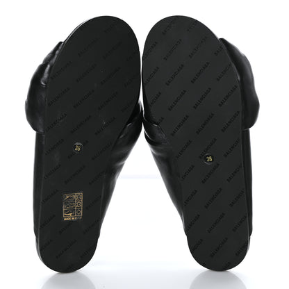 Balenciaga Lambskin Drapy Slide Sandals 36 Black 5 of 8