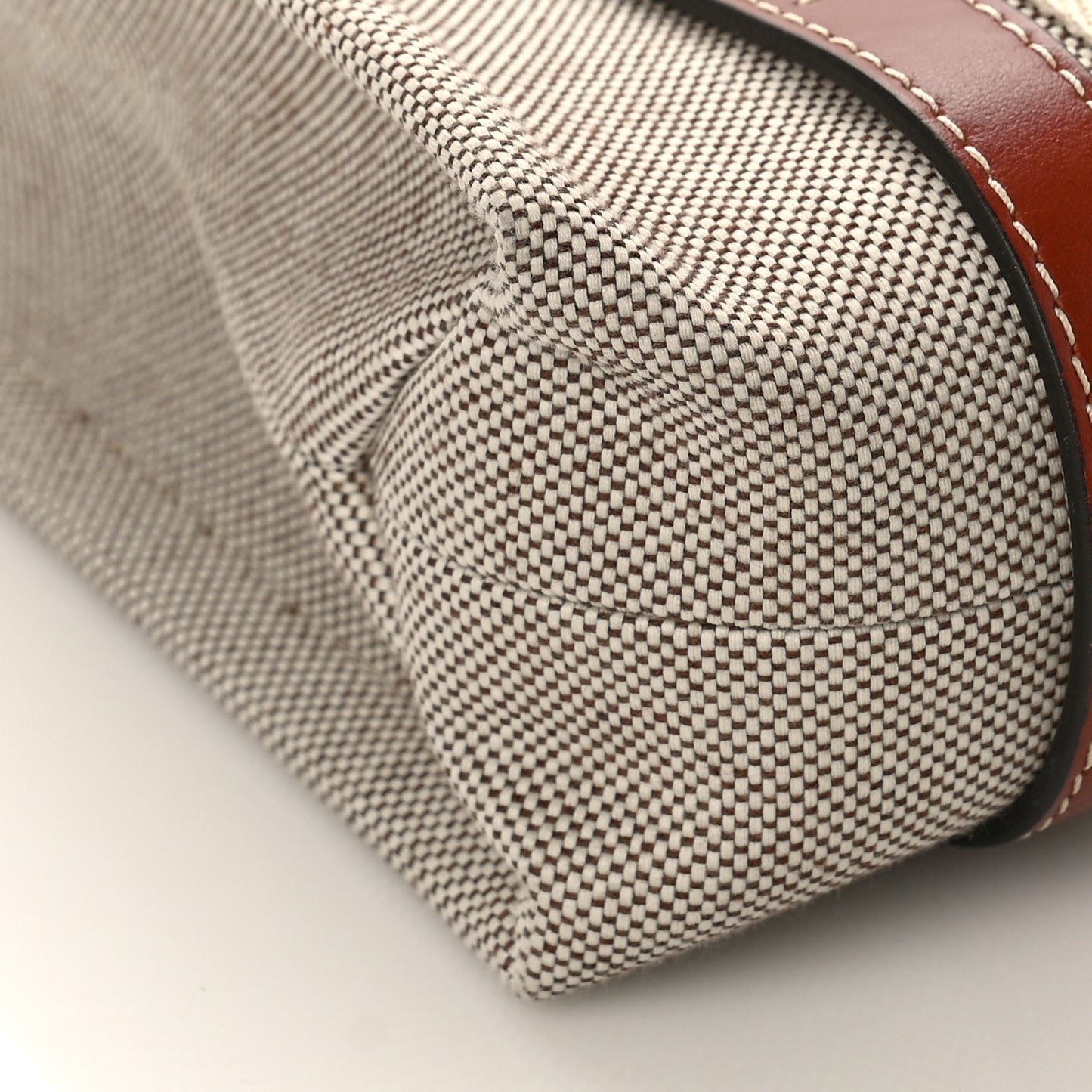 Cotton Calfskin Small Woody Ribbon Tote With Strap White Brown