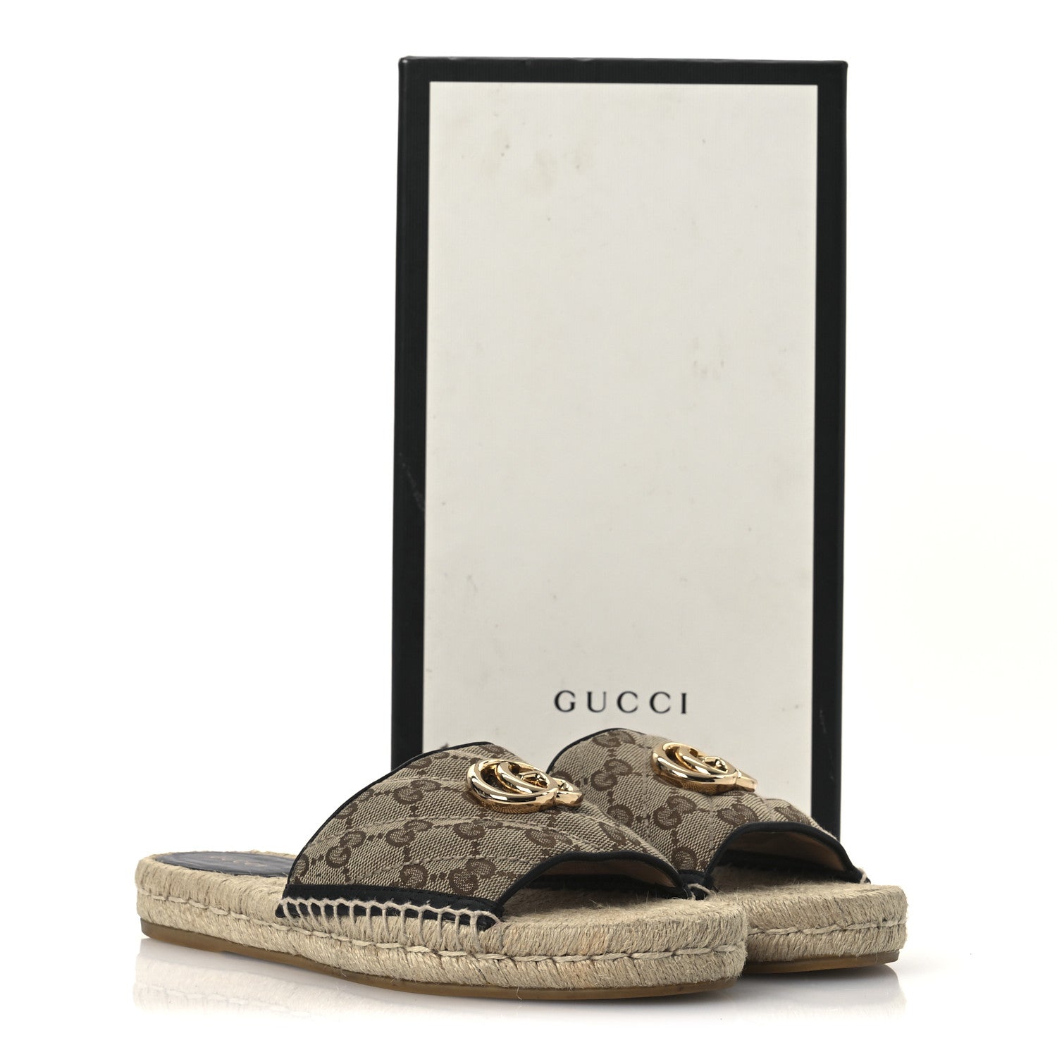 Gucci Monogram Matelasse GG Marmont Espadrille 20mm Slide Sandals 37.5 Beige Ebony Black 14 of 14
