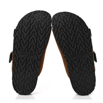 Saint Laurent Suede Jimmy 2Bridle Cross Slides 37 Brown 5 of 9