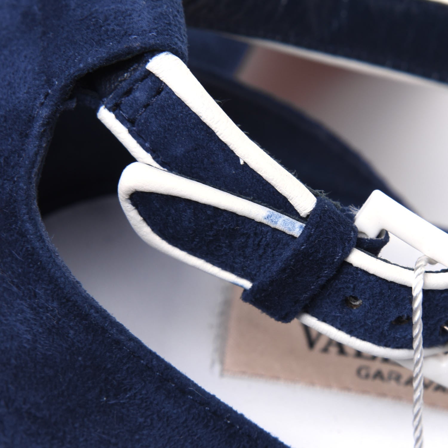 Valentino Garavani Suede Free Rockstud Cross Strap D'Orsay 55mm Pumps 38.5 Marine Optic White 16 of 18