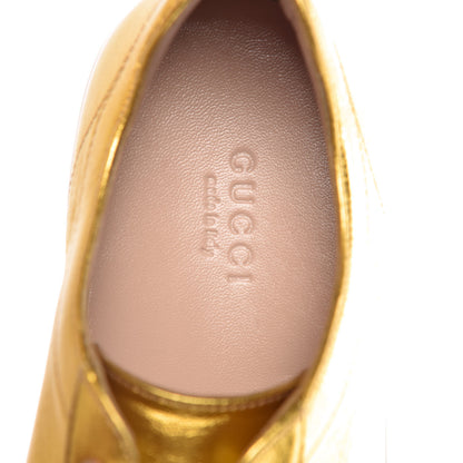 Gucci Metallic Nappa Sylvie Web Peggy Platform Sneakers 38.5 Oro Vecchio 5 of 11
