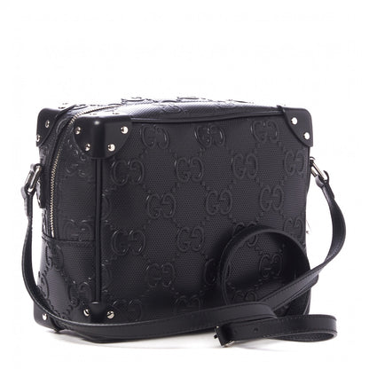 Gucci Calfskin GG Tennis Embossed Square Messenger Bag Black 2 of 8