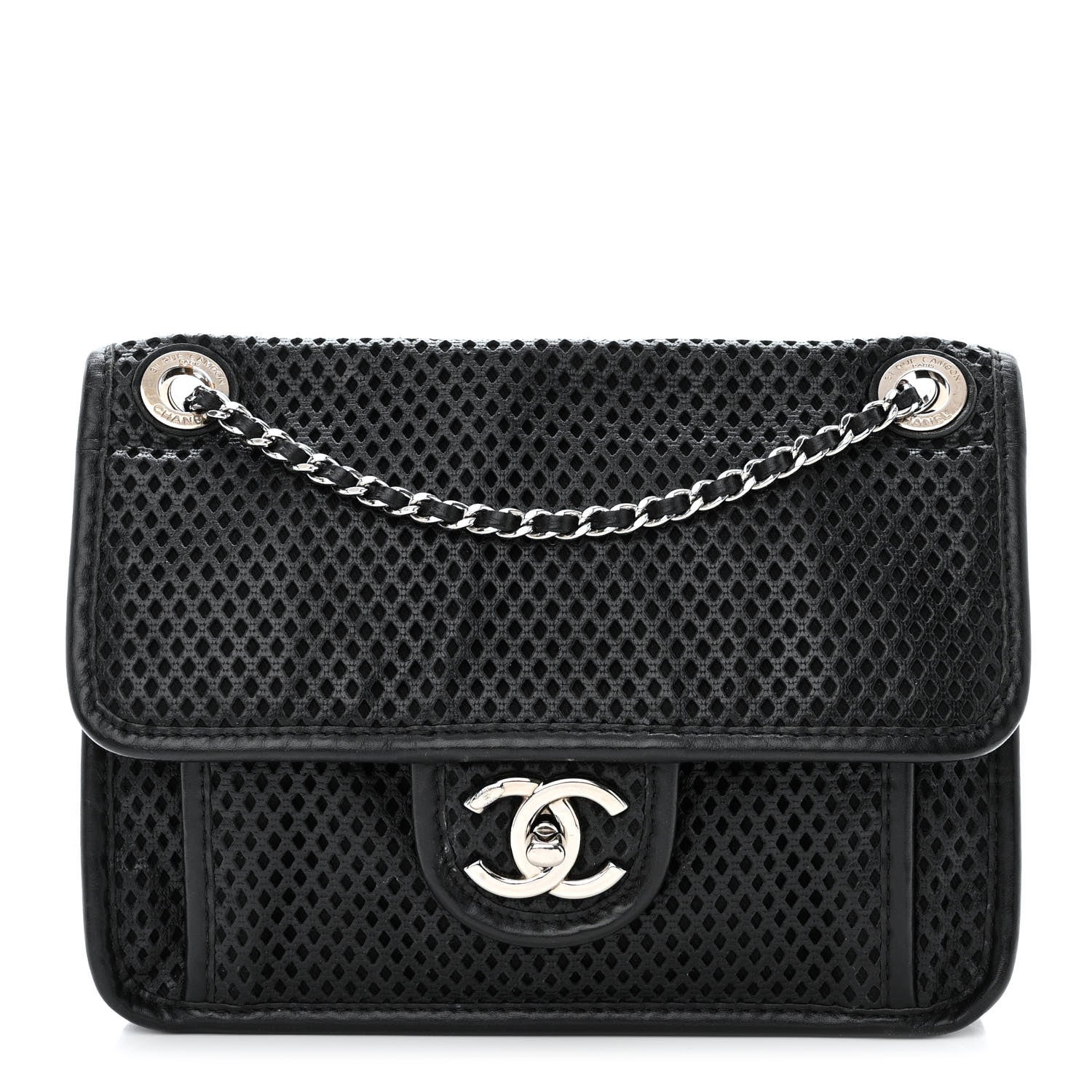 Chanel Metallic Perforated Calfskin Small Up In The Air Flap Black 1 of 11
