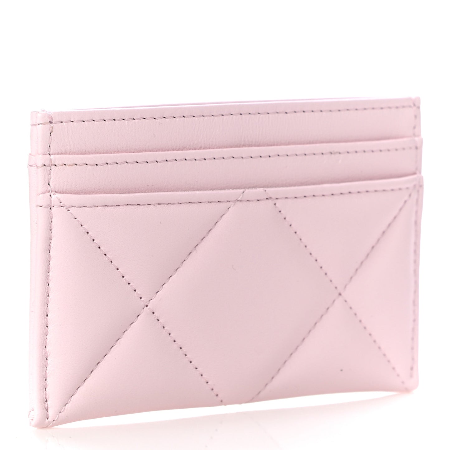 Lambskin Quilted Chanel 19 Card Holder Light Pink