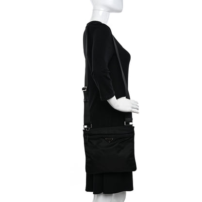 Prada Nylon Vela Flat Messenger Bag Black 2 of 9