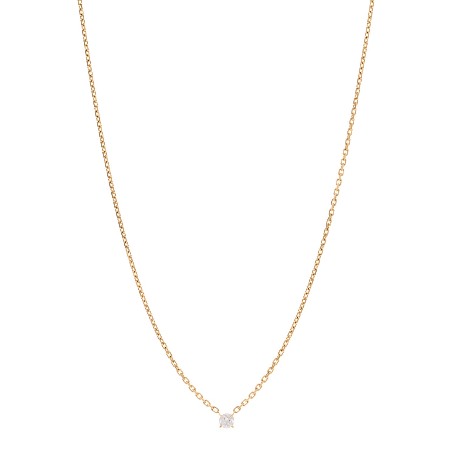 Cartier 18K Yellow Gold Diamond .24ct 1895 Solitaire Pendant Necklace 1 of 4