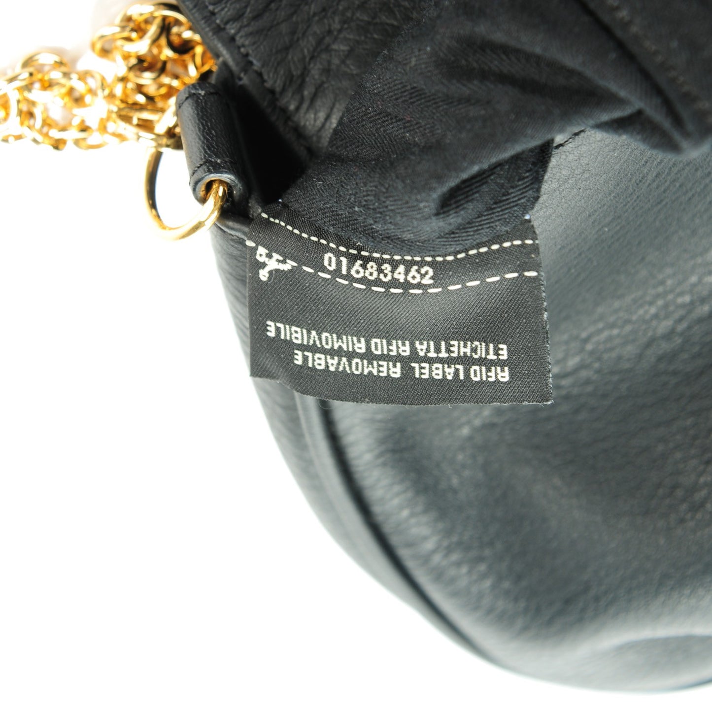 Vitello Flamingo Enamel Fendista Pouchette Crossbody Black